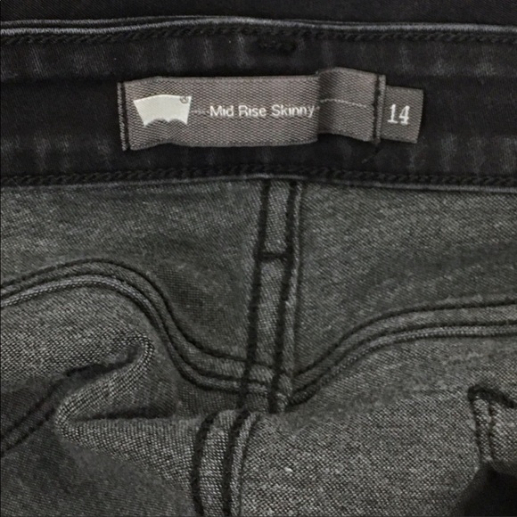 LEVI’S Jeans Mid Rise Skinny Slim Faded Black Wash Stretch Denim Plus Size 14 - Picture 6 of 13